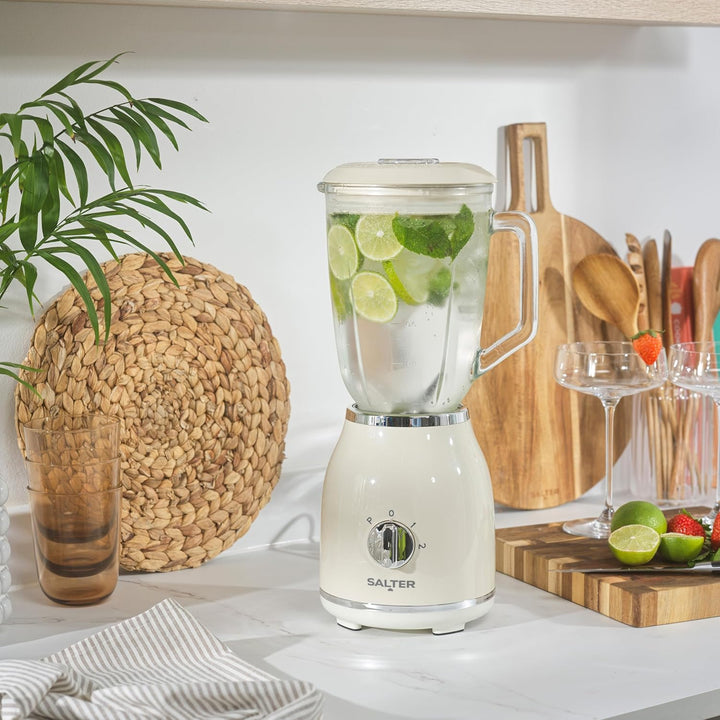 Salter Retro Cream Jug Blender - BPA-freier abnehmbarer 1,5-Liter-Glasbehälter, 2 Geschwindigkeiten