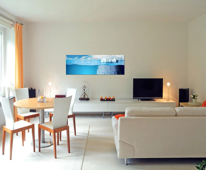 Paul Sinus Art Panoramabild auf Leinwand und Keilrahmen 150x50cm Meer Unterwasser Eisberg