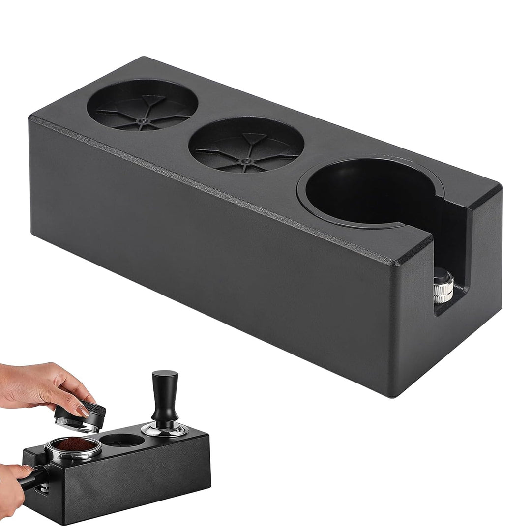 Tamperstation 51–58 mm Schwarz, Höhenverstellbare Espresso Tamping Station aus ABS, Siebträger Zubeh