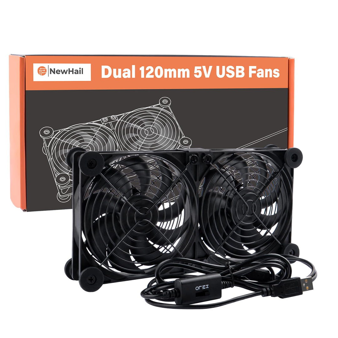 NewHail 2 in 1 Leiser Dual Router Lüfter kühler 120 mm mit 3 Grad Geschwindigkeitsregler (L/M/H), DC