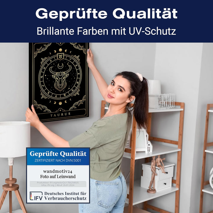 wandmotiv24 Leinwandbild Sternzeichen, 80x60cm, Hochformat, Stier, Astrologie, Deko, Bilder auf Lein
