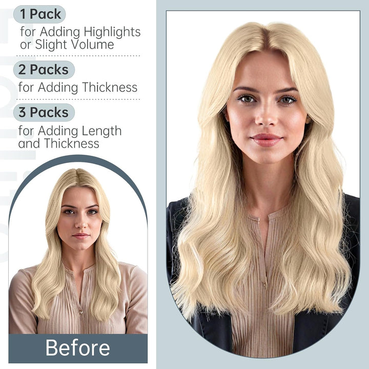 Elailite Echthaar Extensions Tape in Extensions 20 Stück 50g/set, Glattes Haarverlängerungen 60cm 