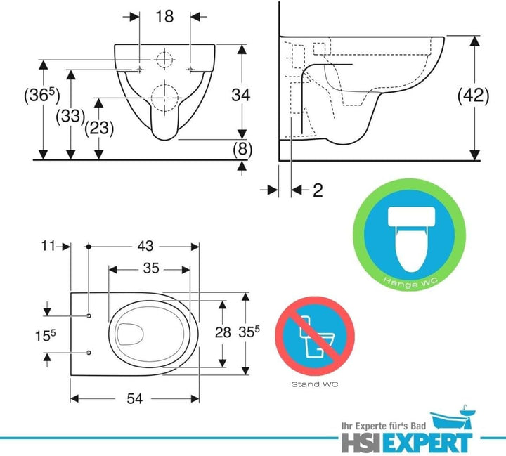 Geberit Renova Nr. 1 WC spülrandlos Tiefspüler inkl. Sitz mit Absenkautomatik und Beschichtung