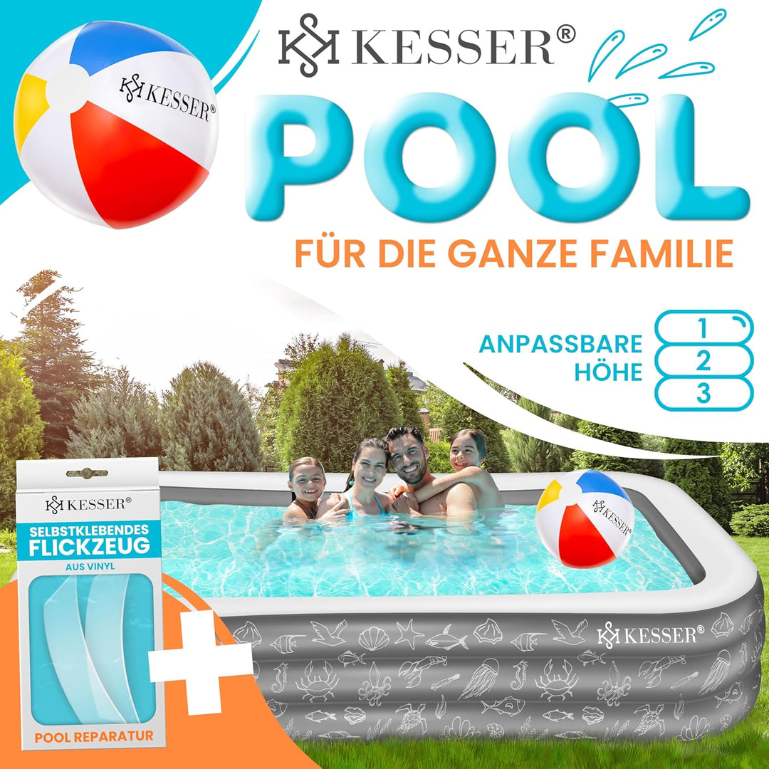 KESSER® Aufblasbarer Pool Familienpool für Kinder und Erwachsene Gartenschwimmbad Familienschwimmbad