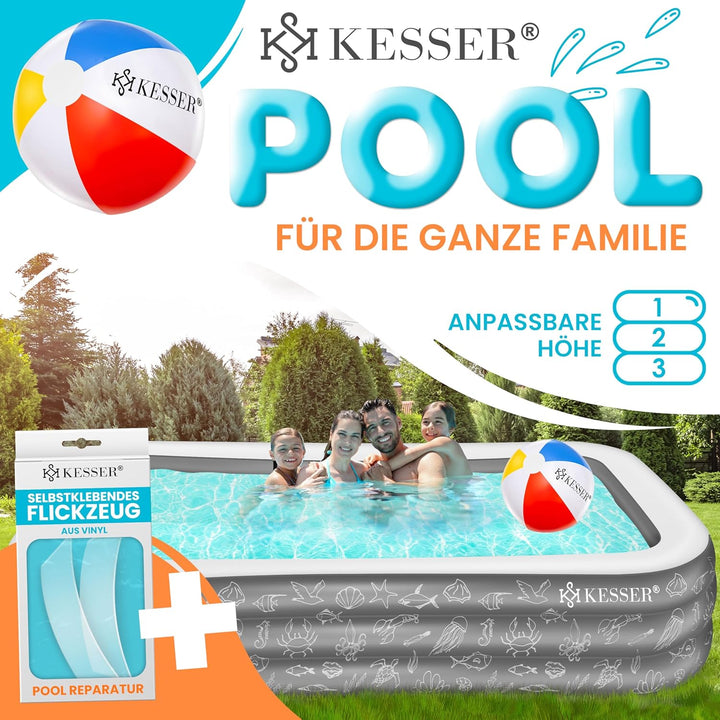 KESSER® Aufblasbarer Pool Familienpool für Kinder und Erwachsene Gartenschwimmbad Familienschwimmbad