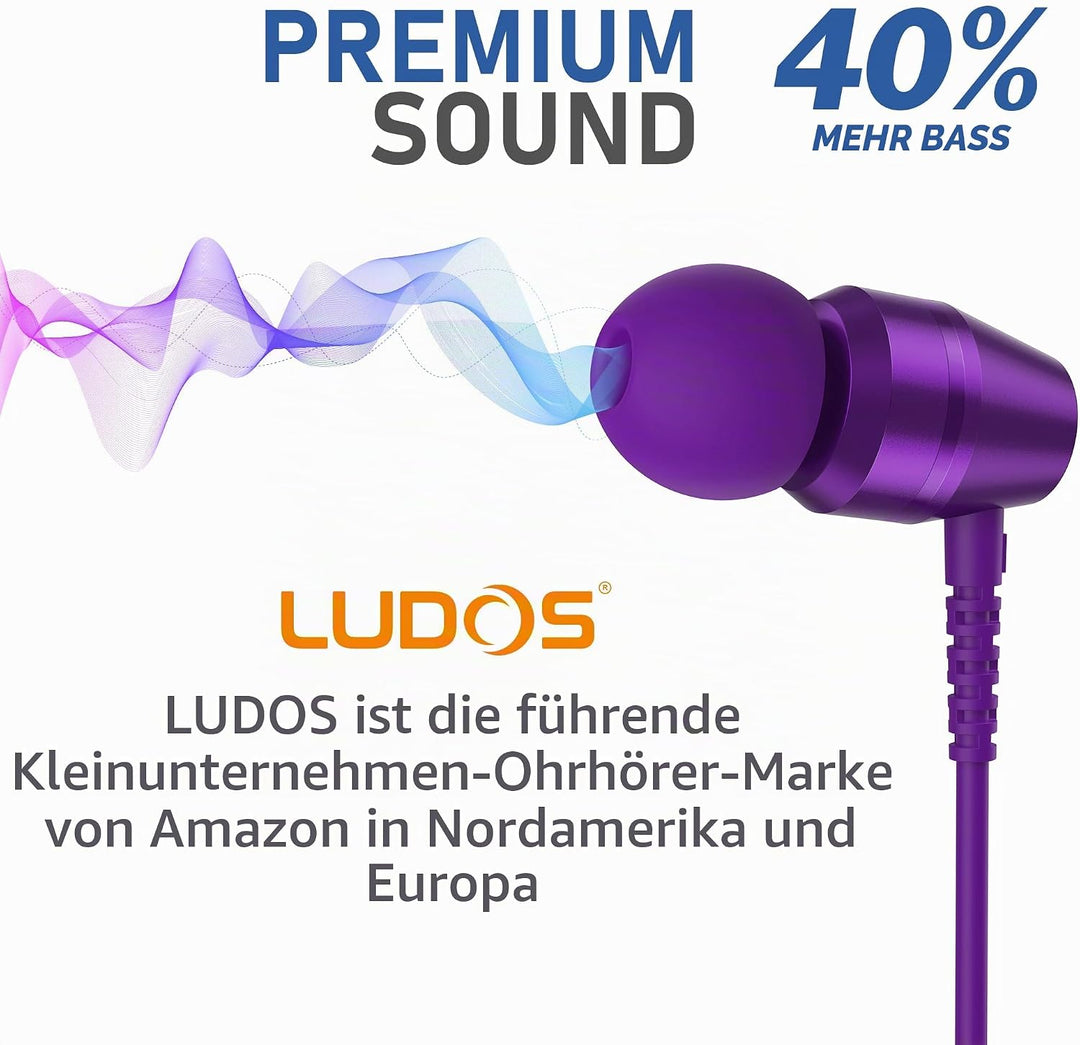 LUDOS OMNITONE Kopfhörer In Ear Kopfhörer mit Kabel und Mikrofon, 5 Jahre Garantie, In Ear Ohrhörer,