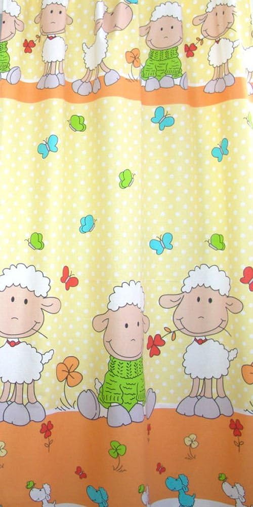 Babybett Himmel Vollstoff - Schaf Gelb - für Baby Bett Vollstoffhimmel Baumwolle