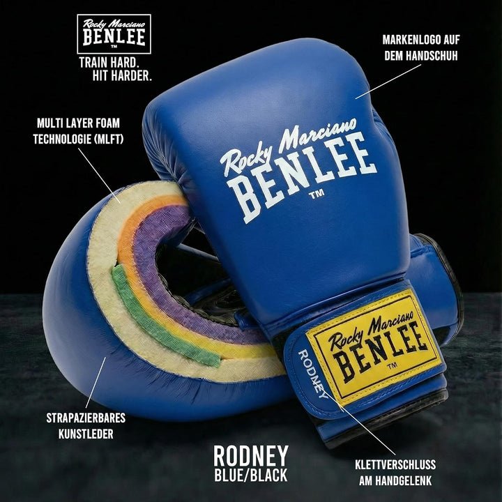BenLee Kunstleder Boxhandschuh Rodney 14 oz Blue/Black, 14 oz Blue/Black