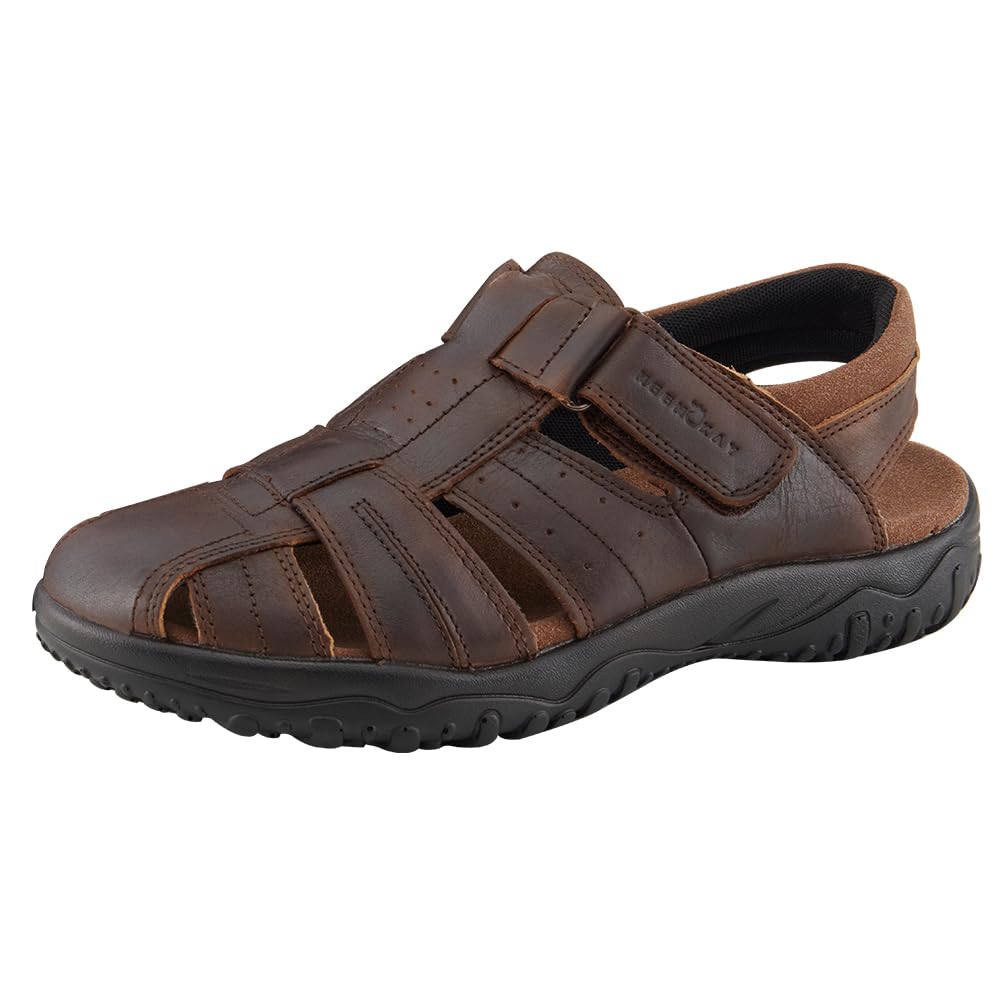 MGGMOKAY Herren Leder Sandalen Fisherman Closed Toe Outdoor-Sandale