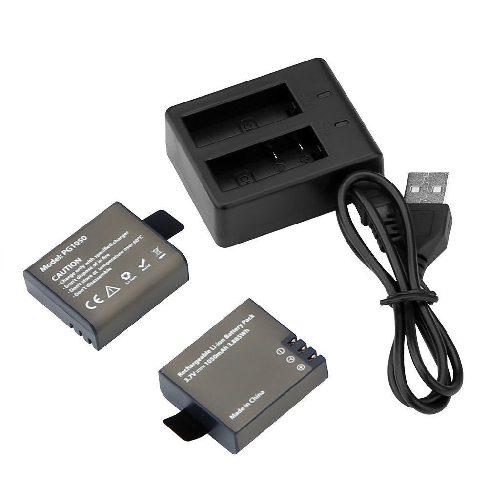 AKASO 2x1050mAh Akku mit USB Dual Charger für EK7000/EK7000 Pro/Brave 4
