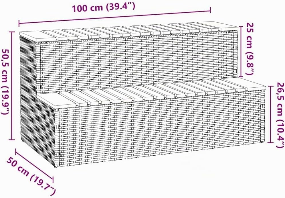 vidaXL Whirlpool-Stufen Hellgrau 100x50x50,5 cm Poly-Rattan und Akazie Hellgrau 100 x 50 x 50.5 cm,