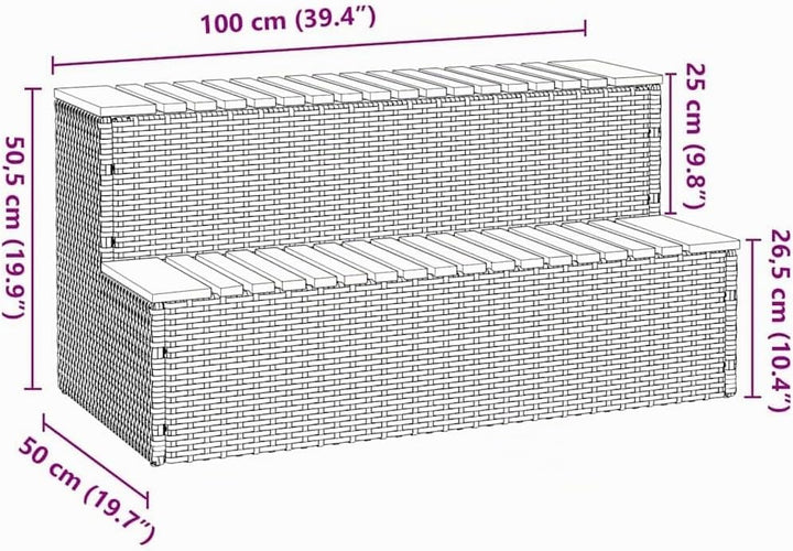 vidaXL Whirlpool-Stufen Hellgrau 100x50x50,5 cm Poly-Rattan und Akazie Hellgrau 100 x 50 x 50.5 cm,