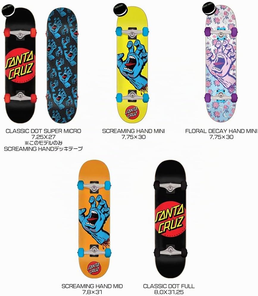 SANTA CRUZ 20 x 70 cm Skatebord Komplett – schreiende Hand Mid Mehrfarbig 7.8", Mehrfarbig 7.8"
