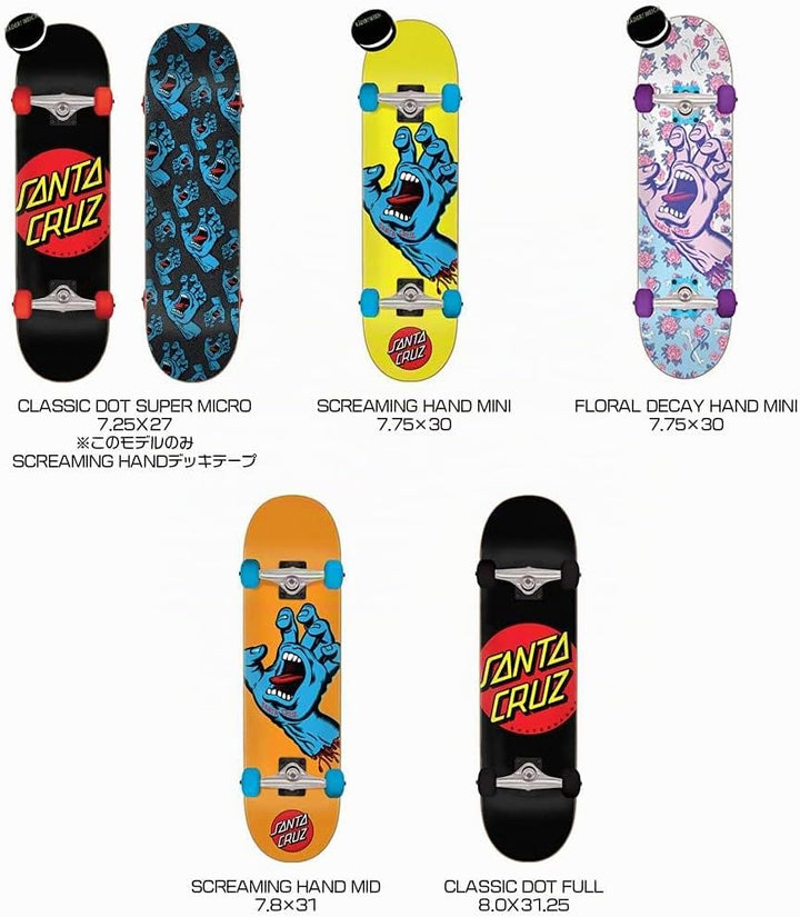 SANTA CRUZ 20 x 70 cm Skatebord Komplett – schreiende Hand Mid Mehrfarbig 7.8", Mehrfarbig 7.8"