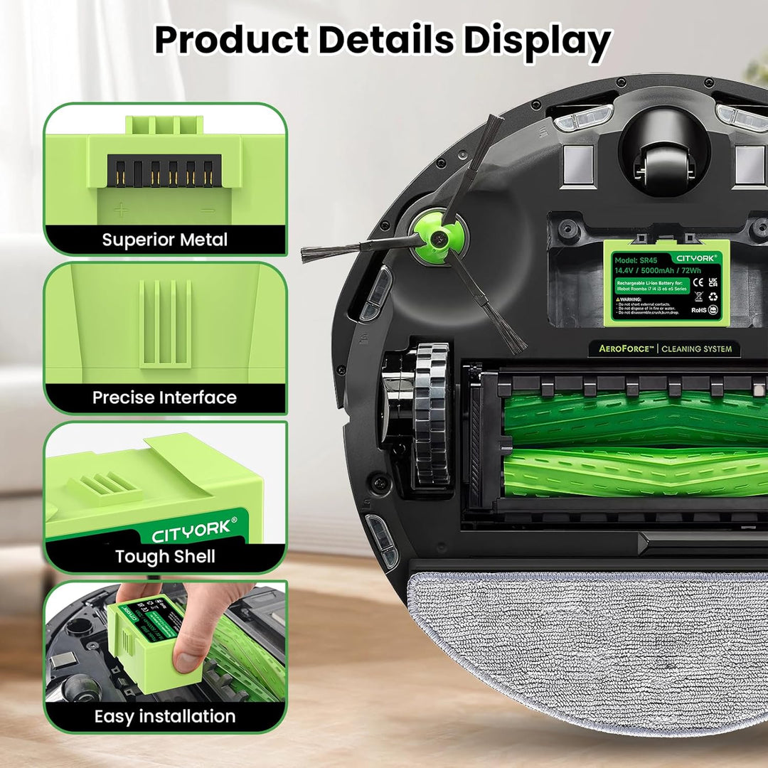 ABL-D1/ABL-D2 Li-ion Ersatz Akku für iRobot Roomba i7/ i7+, i4/i4+, i3/i3+ Plus, für iRobot Roomba e