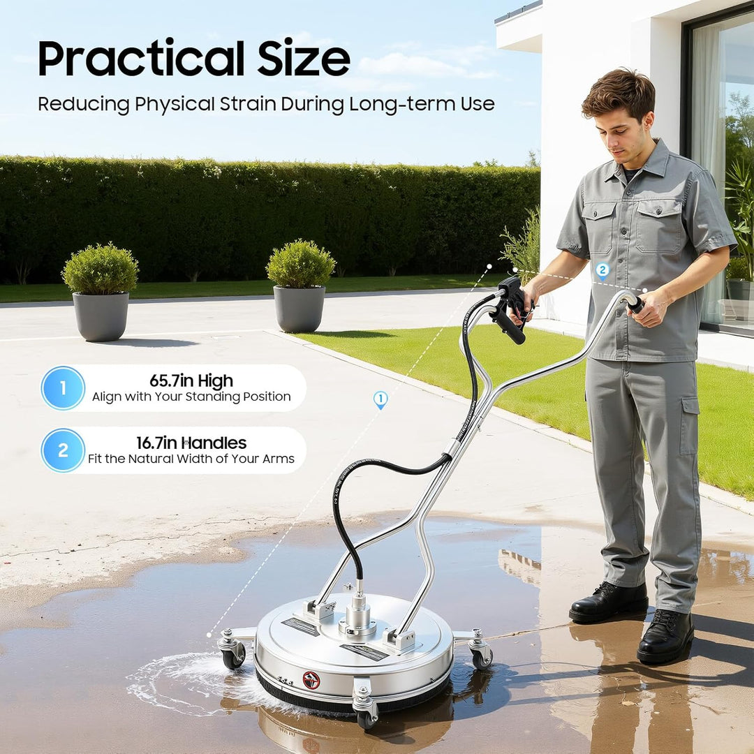 4500PSI 20 Zoll Edelstahl Scheibenreiniger handgeführt Hochdruck Oberflächenreiniger 25° Doppeldüse