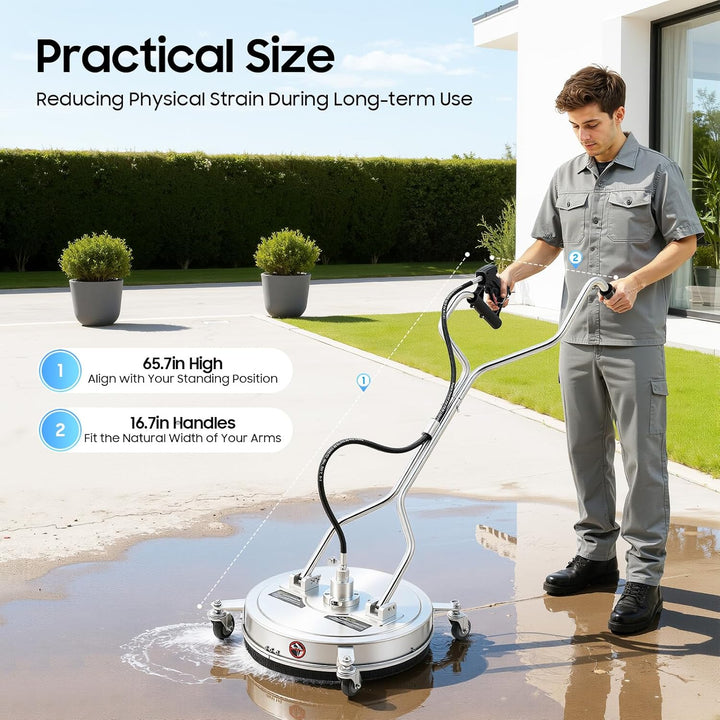 4500PSI 20 Zoll Edelstahl Scheibenreiniger handgeführt Hochdruck Oberflächenreiniger 25° Doppeldüse