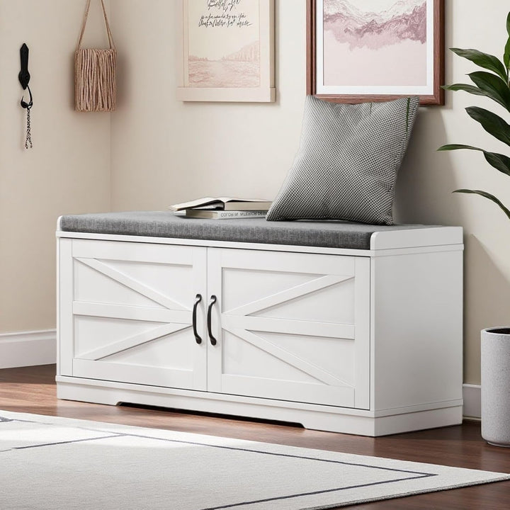 Feonase Schuhschrank mit Sitzfläche, Schuhregal Schmal, Shoe Cabinet mit Türe, Schuhbank Geschlossen