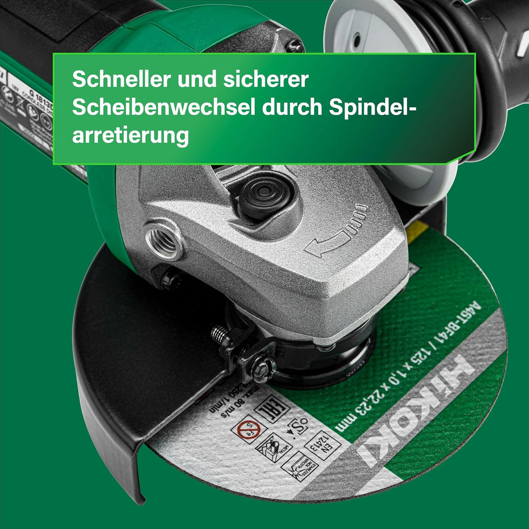 HiKOKI Akku-Winkelschleifer G1813DA (18V, 125mm, Brushless, Soft-Start, Zubehör)