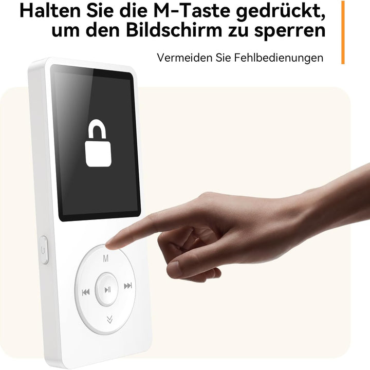 AGPTEK MP3 Player 32GB Bluetooth 5.3, 1.8 Zoll 40 Stunden Wiedergabezeit Digital Kinder MP3 Player m