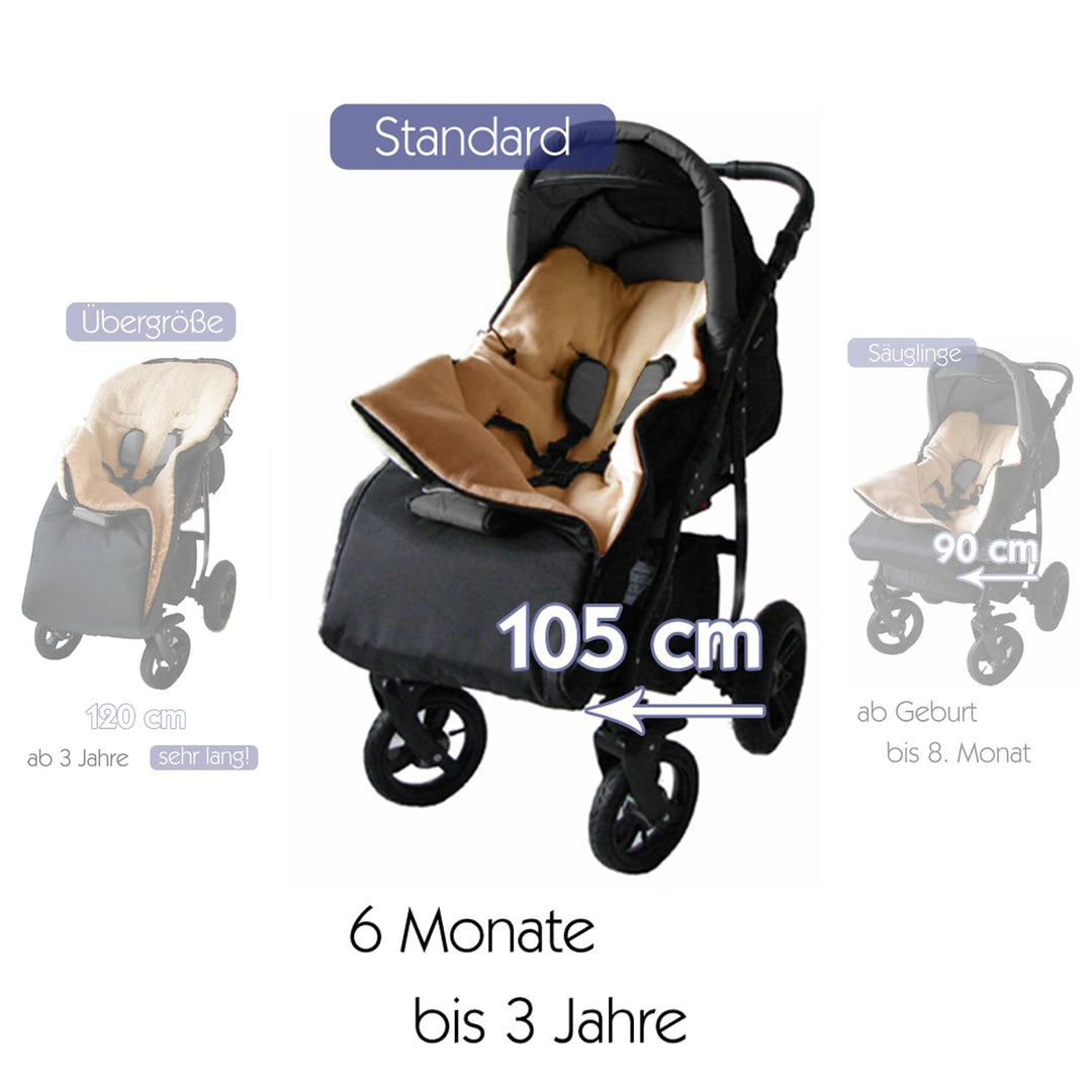 Baby-Joy Fusssack KAI XL 105cm FILZFREI | Lammwolle/Polyester Thermofusssack Buggy Kinderwagen Schli