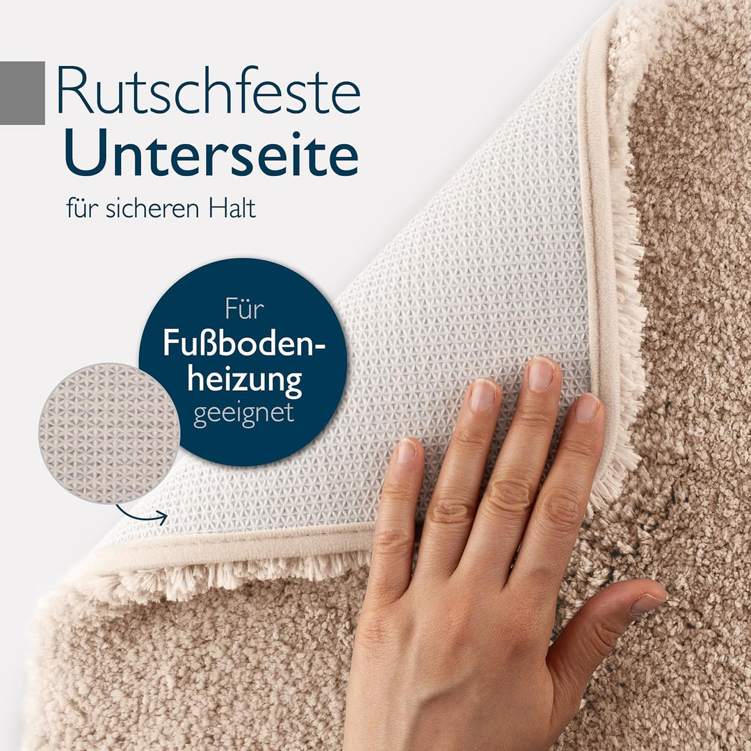 Beautissu Badematte rutschfest 100x60 cm – Duschvorleger Hochflor Badteppich rutschfest Waschbar Sha