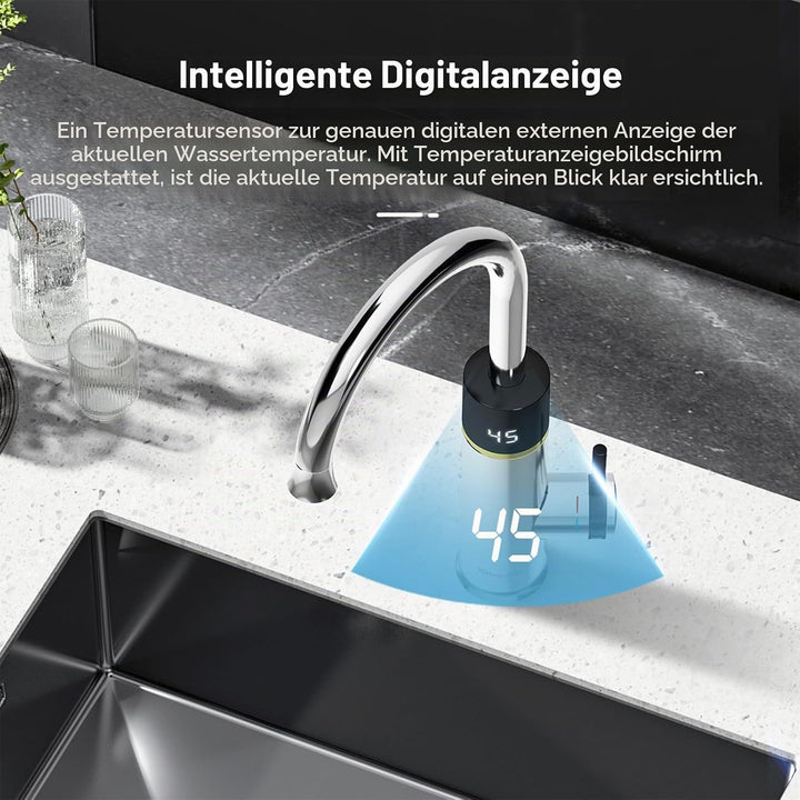Küche elektrische Wasserhahn, schnelle Heizung Wasserhahn, Edelstahl Warmwasser mit digitaler Anzeig