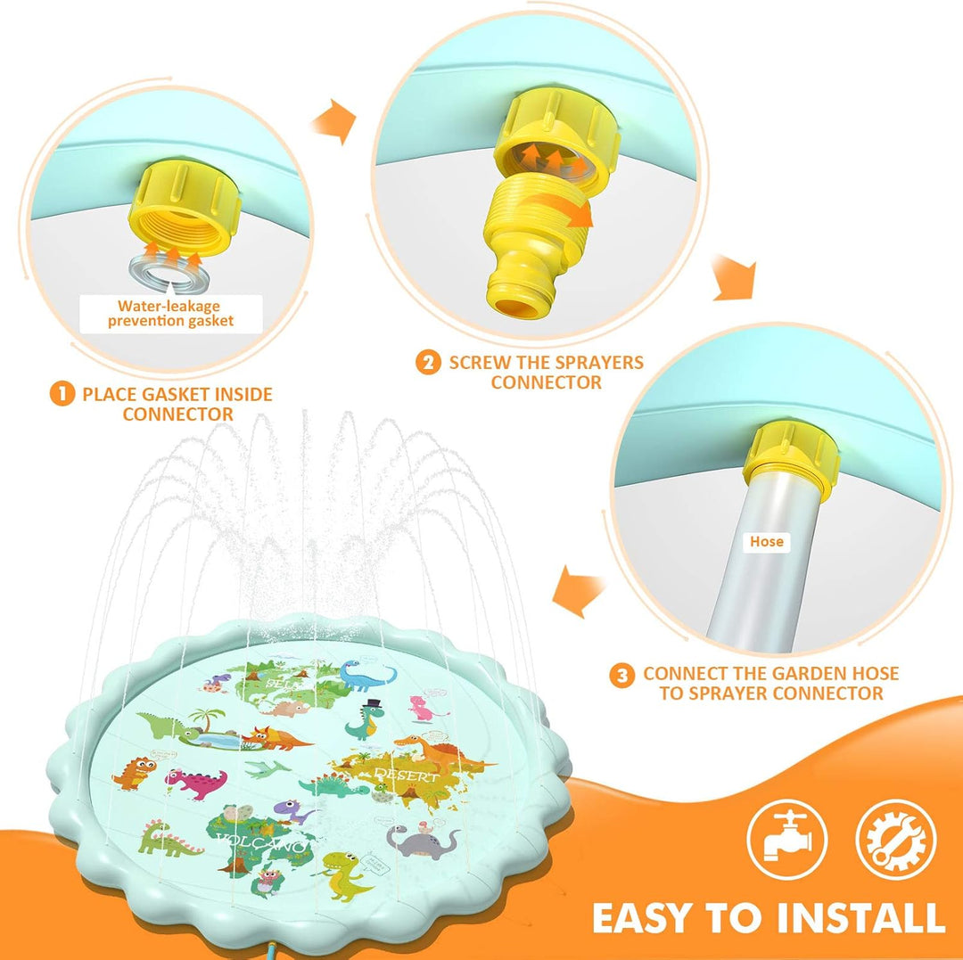 Peradix Sprinkler Play Matte, 200CM Wasser-Spielmatte Sprinkler Kinder Anti-Rutsch,Einstellbare Wass
