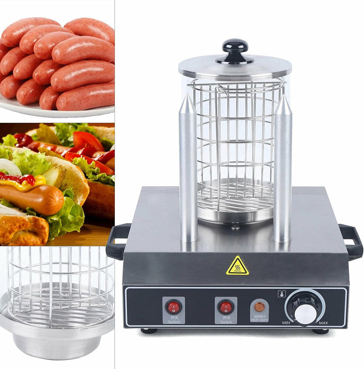 Hot Dog Maker, 422W Elektrischer Würstchenwärmer Profi Wurstwärmer Würstchen Maschine Edelstahl Bock