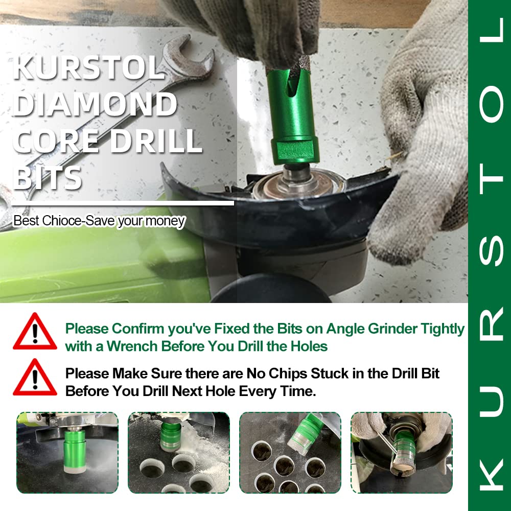 KURSTOL Diamant-Bohrkrone Kit - 5 Stück Diamantbohrer Durchmesser 25/35/40/50/68MM+1 Stück 20MM Diam