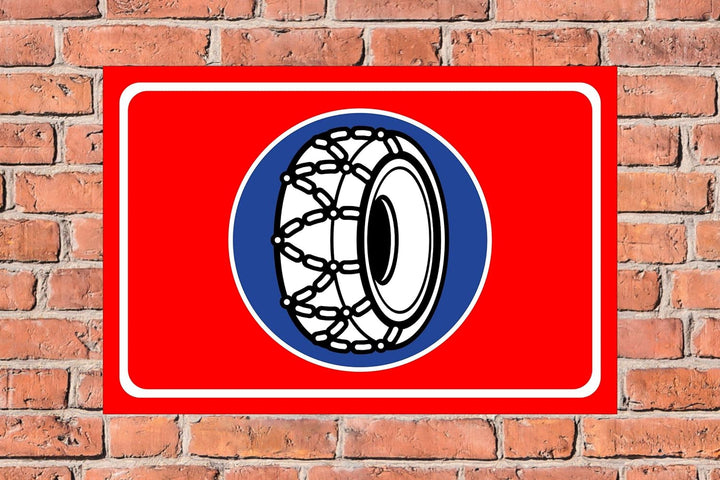 Melis Folienwerkstatt Schild Schneeketten - 60x40cm - Bohrlöcher - 3mm Aluverbund – 20 VAR S00018-10