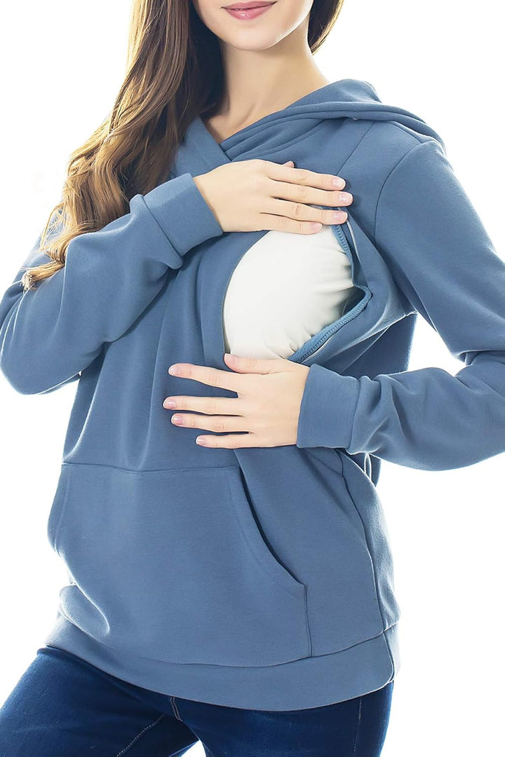 Smallshow Stillanzug Mutterschaft Fleece Stillpullover Stilloberteil Umstandsmode Hoodie Sweatshirt