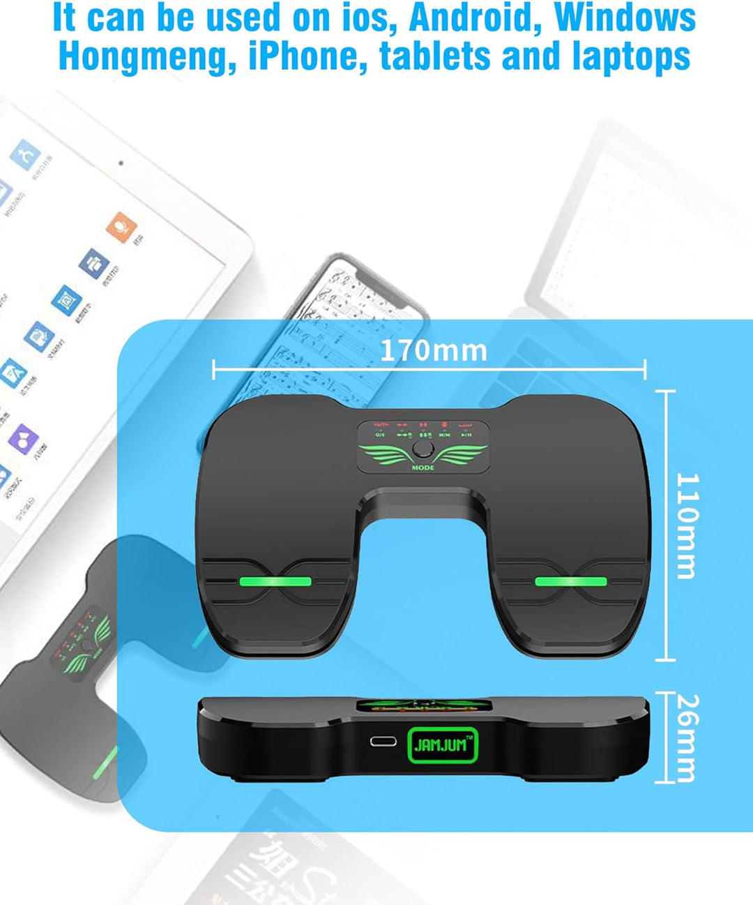 Bluetooth Page Turning Pedal: Bluetooth Fussschalter - Wiederaufladbare Musik Lese Controller für Ta