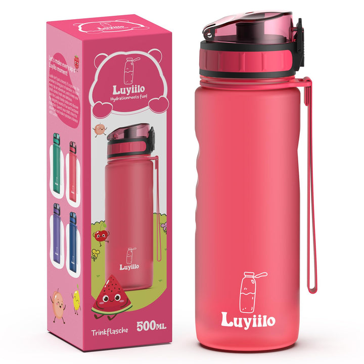 Luyiilo Kinder-Trinkflasche 0,5l, BPA-Frei, Fruchteinsatz, Spülmaschinenfest, perfekt für Schule, Ki