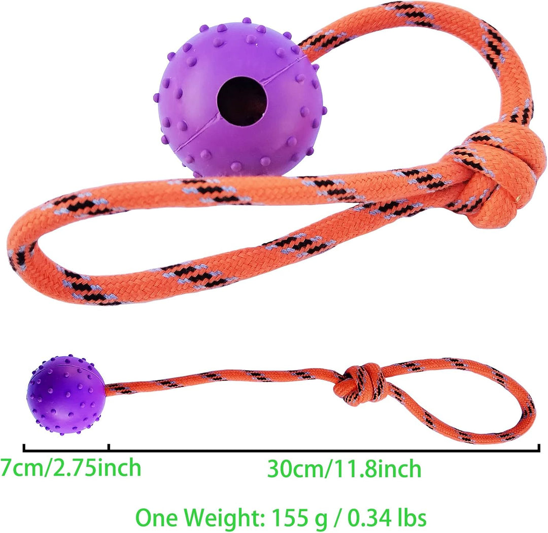 2Pcs Ball am Seil für Hunde und Katzen，trainingsball mit Seil,Hohlkugel aus Naturgummi Für Apportier