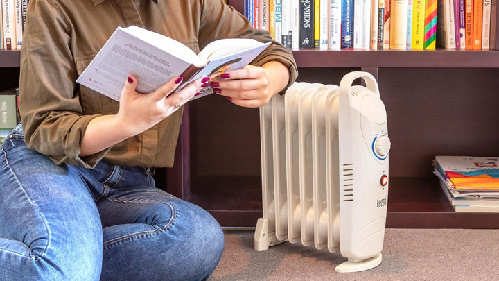 Elektrischer Ölradiator 800 W (7 Rippen), Heizkörper mit Thermostat