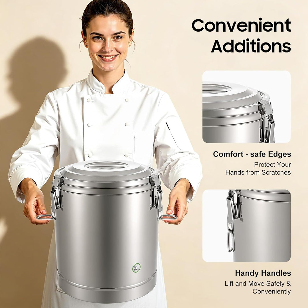 Thermobehälter für Essen 20L aus Edelstahl für Catering | Warmhaltebehälter Gastro, bis zu 12 Std. T