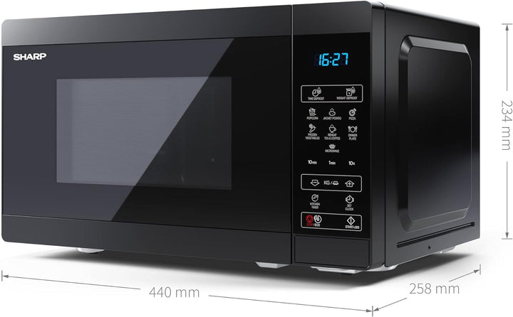 SHARP MS02EB Mikrowelle (Mikrowelle: 800W, 11 Leistungsstufen, Auftaufunktion, Abmessungen: 440x258x