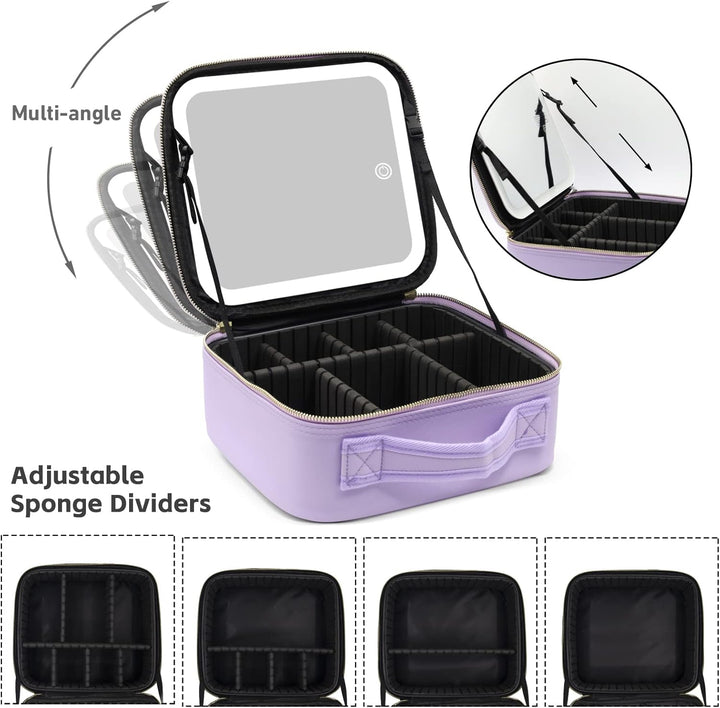Reise-Makeup-Tasche Kosmetiktasche Make up Organizer Tasche mit grossen beleuchteten Spiegel 3 Farbe