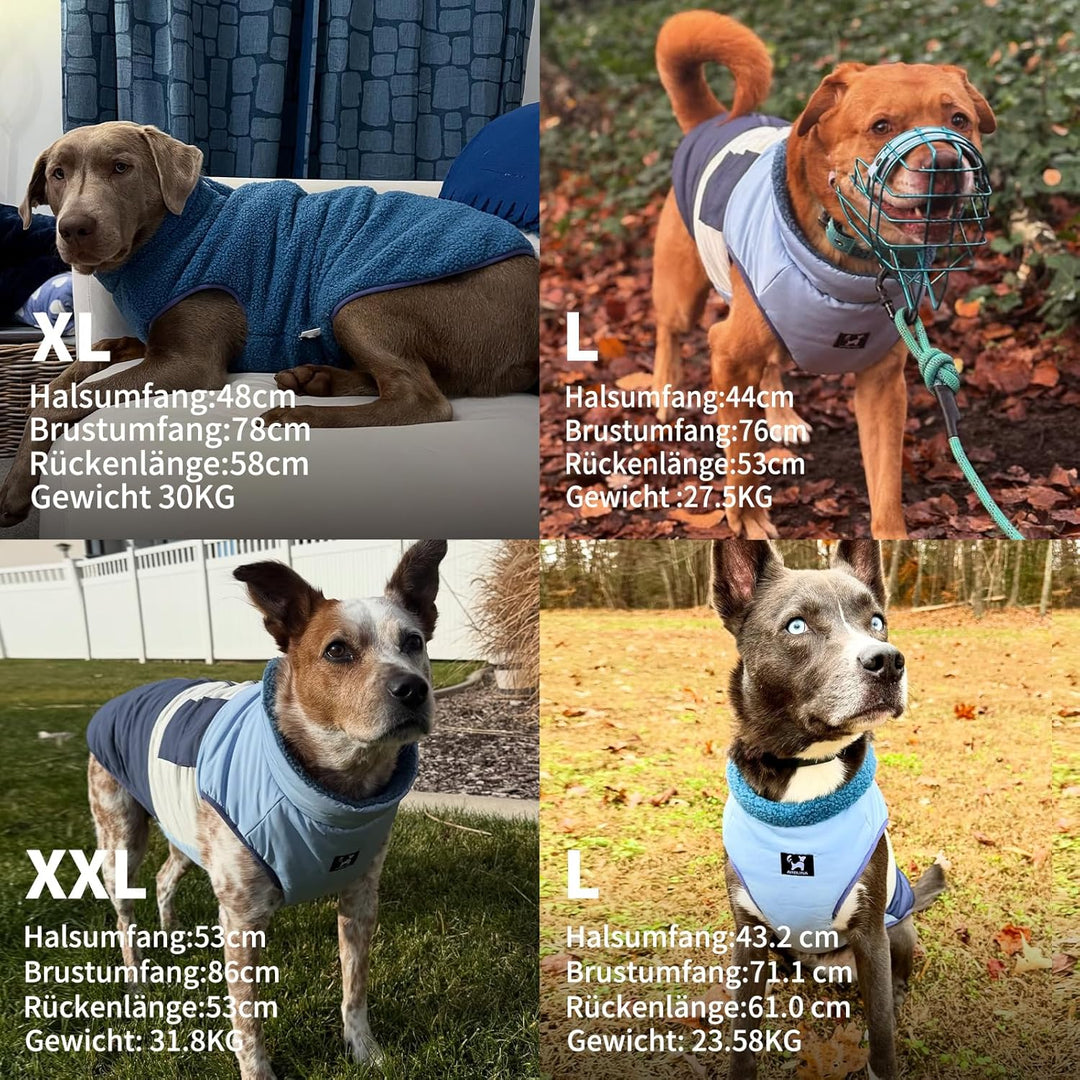 Hundemantel, Wasserdichter Wintermantel Hund mit Fleece-Futterung für Mittelgrosse & Grosse Hunde, Z