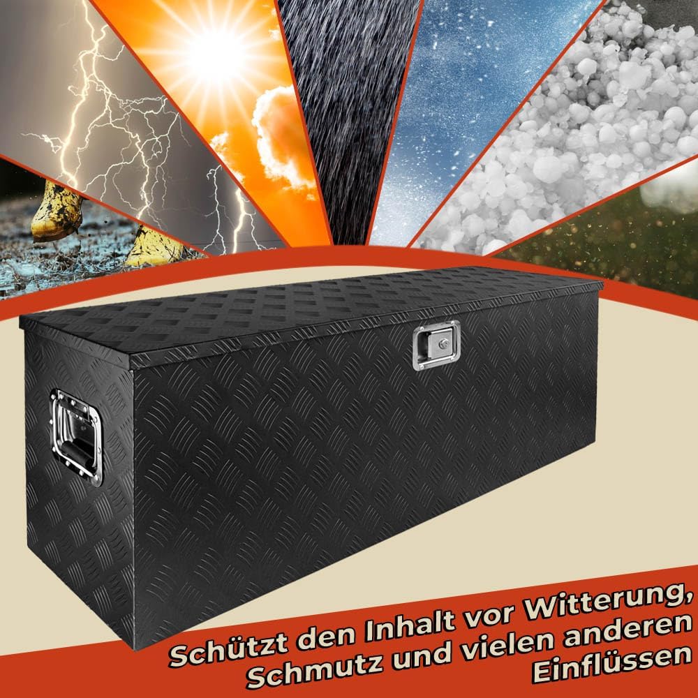 Trucky Truckbox Aluminium Abschliessbar Deichselbox Alu Kiste Anhängerbox Modell 12 (128 x 39 x 46 c