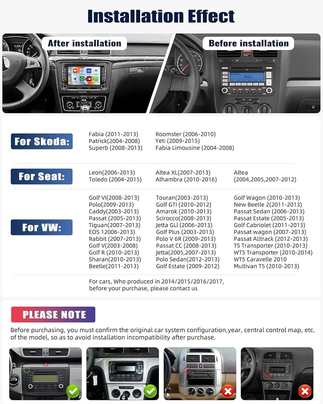 CAMECHO 4+64G Android 15 VW Carplay Autoradio für VW Golf 5 6 Polo Skoda mit NAV Carplay Android Aut