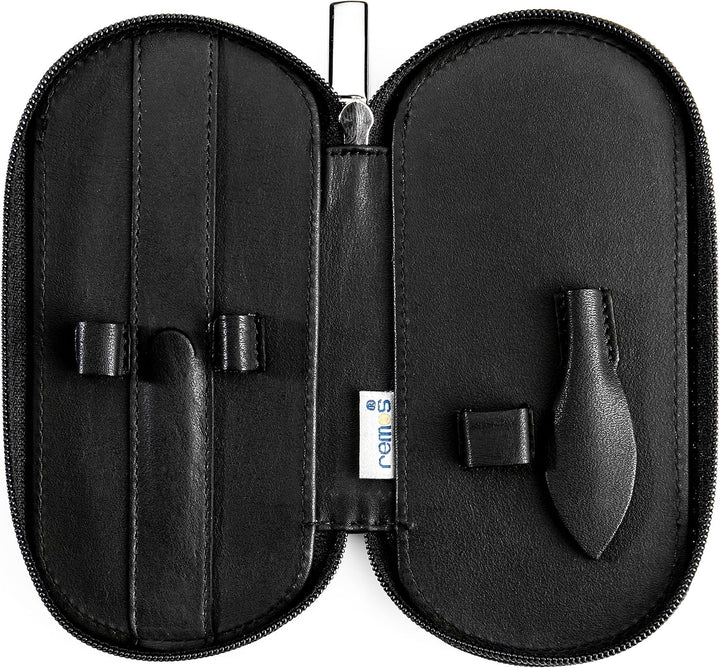 REMOS Nageletui leer aus echtem Leder zum Bestücken mit 5 Instrumenten - schwarz, Schwarz