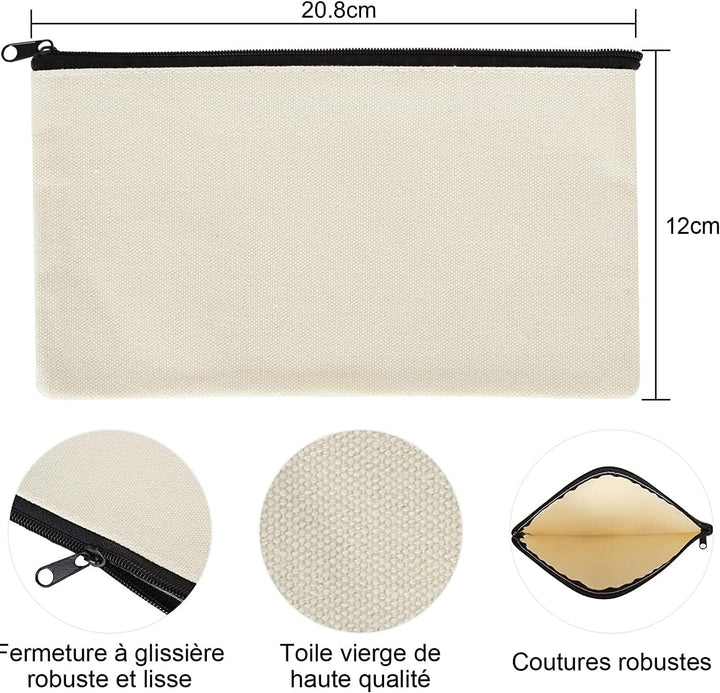 SENENQU 30 Stück DIY Blanko Stoffbeutel zum Bemalen, 12 × 21cm Federmäppchen zum Bemalen, Klein Stof