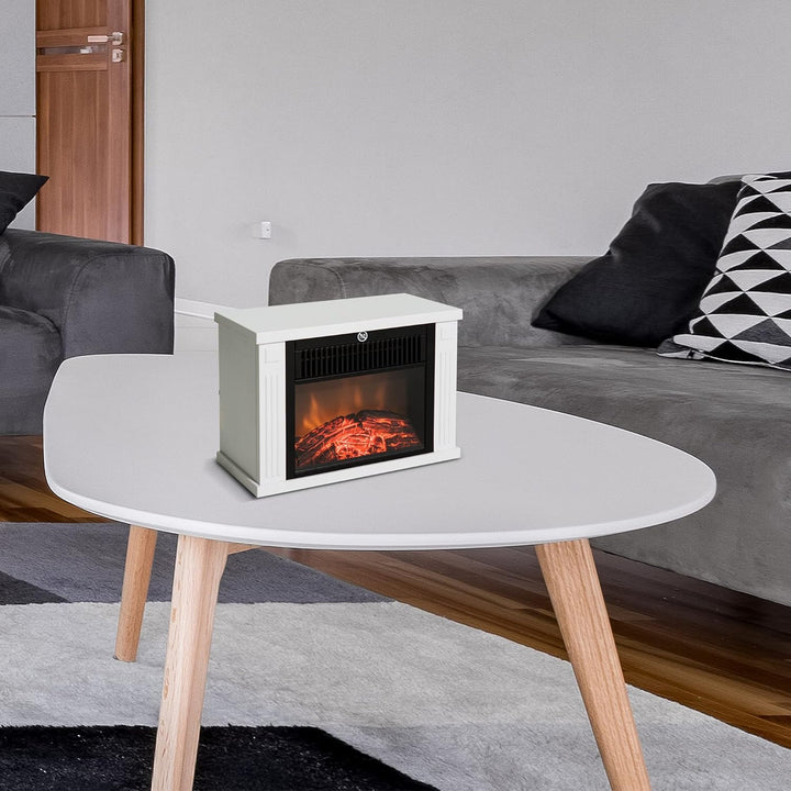 HOMCOM Elektrokamin Kaminofen 600/1200W Elektrischer Kamin Standkamin Flammeneffekt Weiss