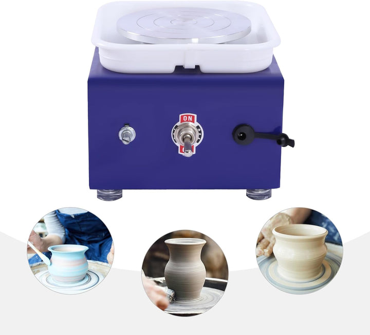 JINPRDAMZ 24W Töpferscheibe Elektrisch Mini 13x15cm, Blau Electric Pottery Wheel 10 cm Turntable, Ce