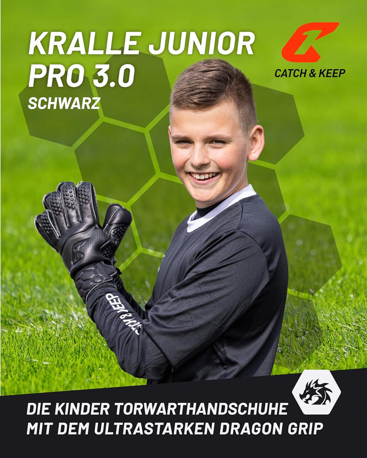 CATCH & KEEP Torwarthandschuhe Kralle Junior Pro 3.0 - Professionelle Torwart-Fussballhandschuhe für