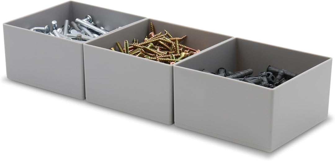 1a-TopStore 25 Stück Einsatzkasten E 63/3, grau, 63/3 108x108x63 mm, aus Polystyrol, Industrienorm,