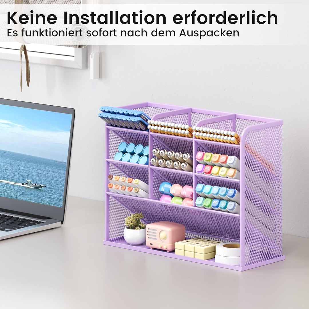 VITVITI Schreibtisch Organizer, 9 Fächer Stiftehalter, Netz Stifte Regal aus Metall, Stiftehalter Sc