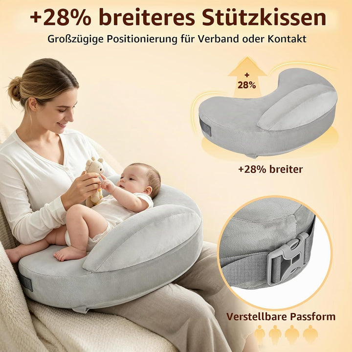 Memory Foam Nursing Pillow, Plus Size Breastfeeding Pillow with Safety Fence, Ergonomischer Komfort